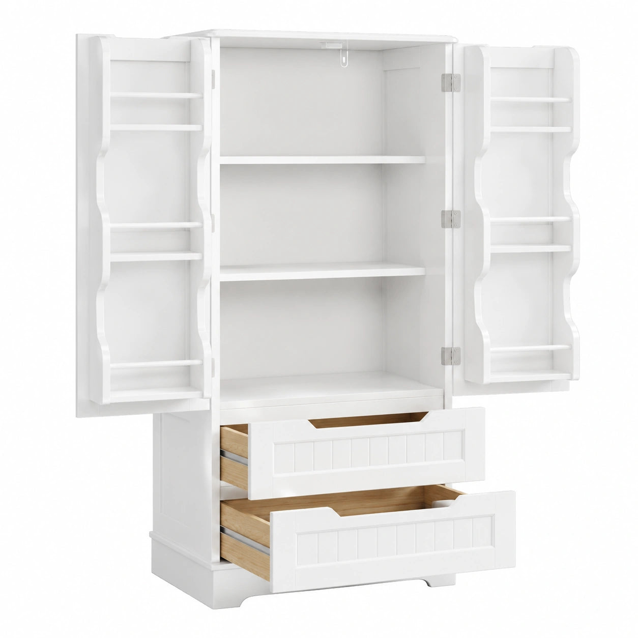 Armoire de Rangement de Cuisine avec Portes et Tiroirs, Blanc