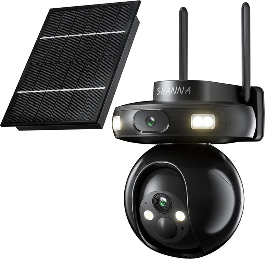 Cam¨¦ra de Surveillance 4G LTE Ext¨¦rieure Solaire, Double Lentille 2K, Batterie 15600mAh, D¨¦tection de Mouvement et Vision Nocturne Color¨¦e, Suivi Automatique, IP66