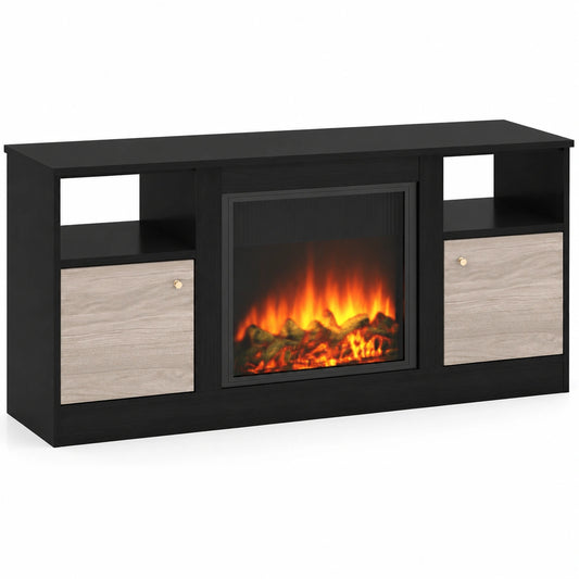 Meuble TV avec Cheminée Électrique et Éclairage LED