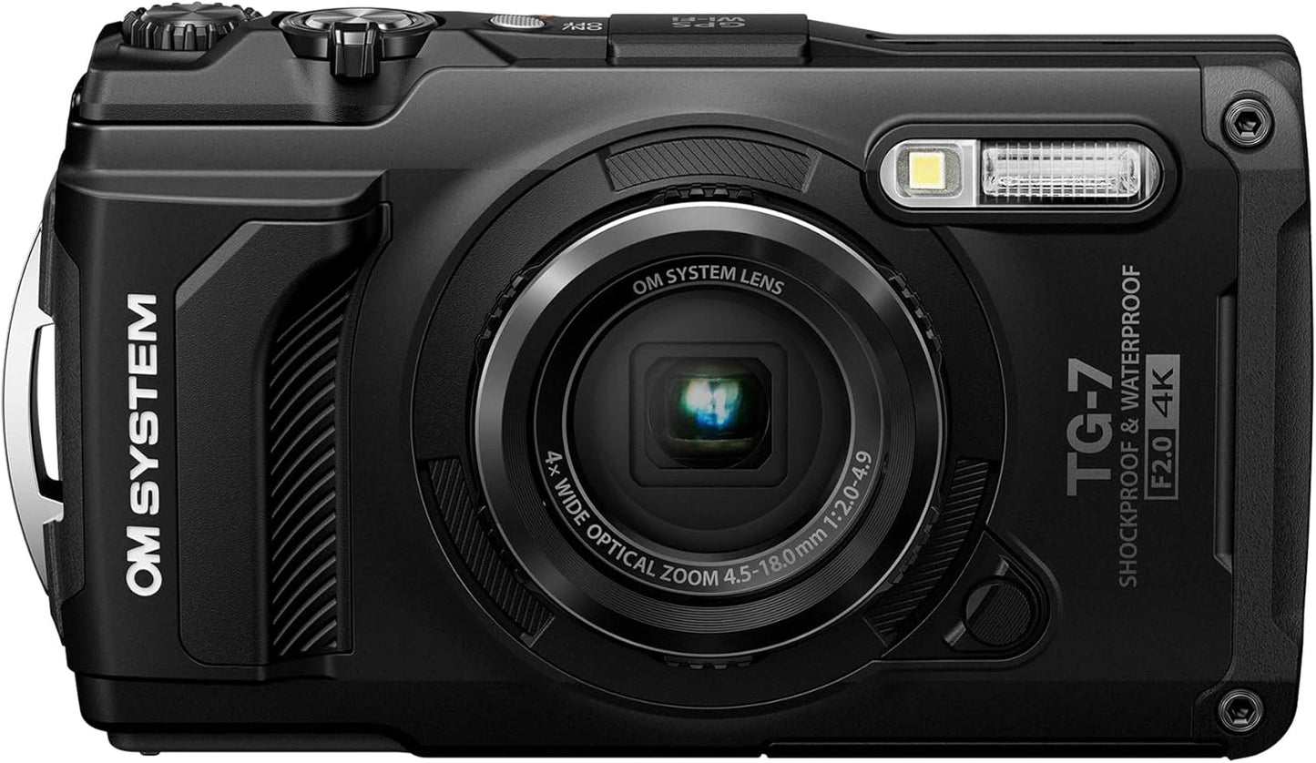 Appareil Photo OM SYSTEM Tough TG-7 Noir, 12MP, ¨¦tanche, R¨¦sistant aux Chocs, Ultra-vitesse, Macro & Sous-Marin, Vid¨¦o 4K, Zoom 4x