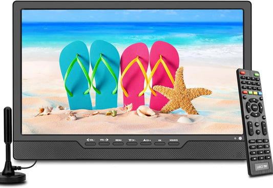 T¨¦l¨¦viseur Portable Num¨¦rique 14'' LCD DVB-T2 avec Batterie, USB, AV et HDMI