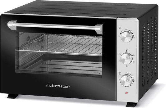 Four ¨¦lectrique Posable 30L, Inox, 1500W - 5 Modes de Cuisson, Minuterie 90 min, Double Paroi Isolante - Riviera & Bar Noir Mat
