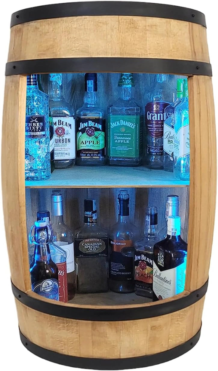 Meuble de Bar en Bois de H¨ºtre avec ¨¦clairage LED RGB - Fait Main - Design Rustique pour Salon, Restaurant ou Bureau