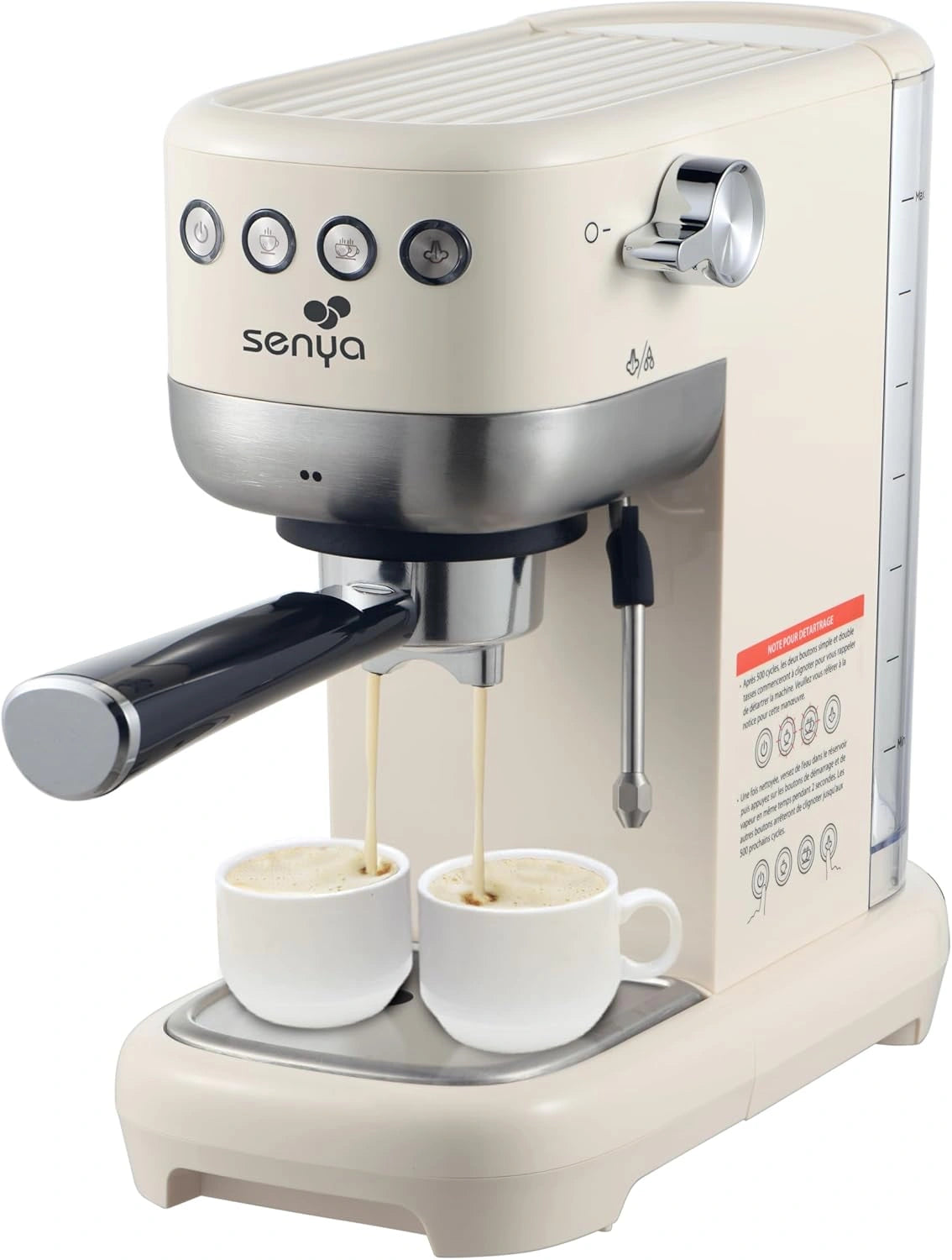Machine ¨¤ caf¨¦ expresso SENYA 20 bars - 1350W avec mousseur de lait, thermoblock, 1-2 tasses, cappuccino & latte - R¨¦servoir 1,1 L