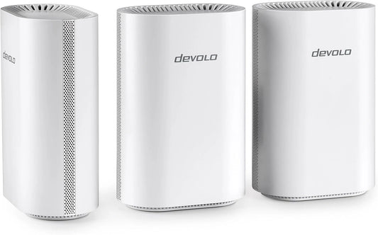 Syst¨¨me Mesh WiFi 7 devolo BE6500, Pack de 3 pour R¨¦seau Domestique Ultra-Rapide, D¨¦bit Jusqu'¨¤ 6.500 Mbit/s, Port LAN 2,5 Gbit/s, Blanc