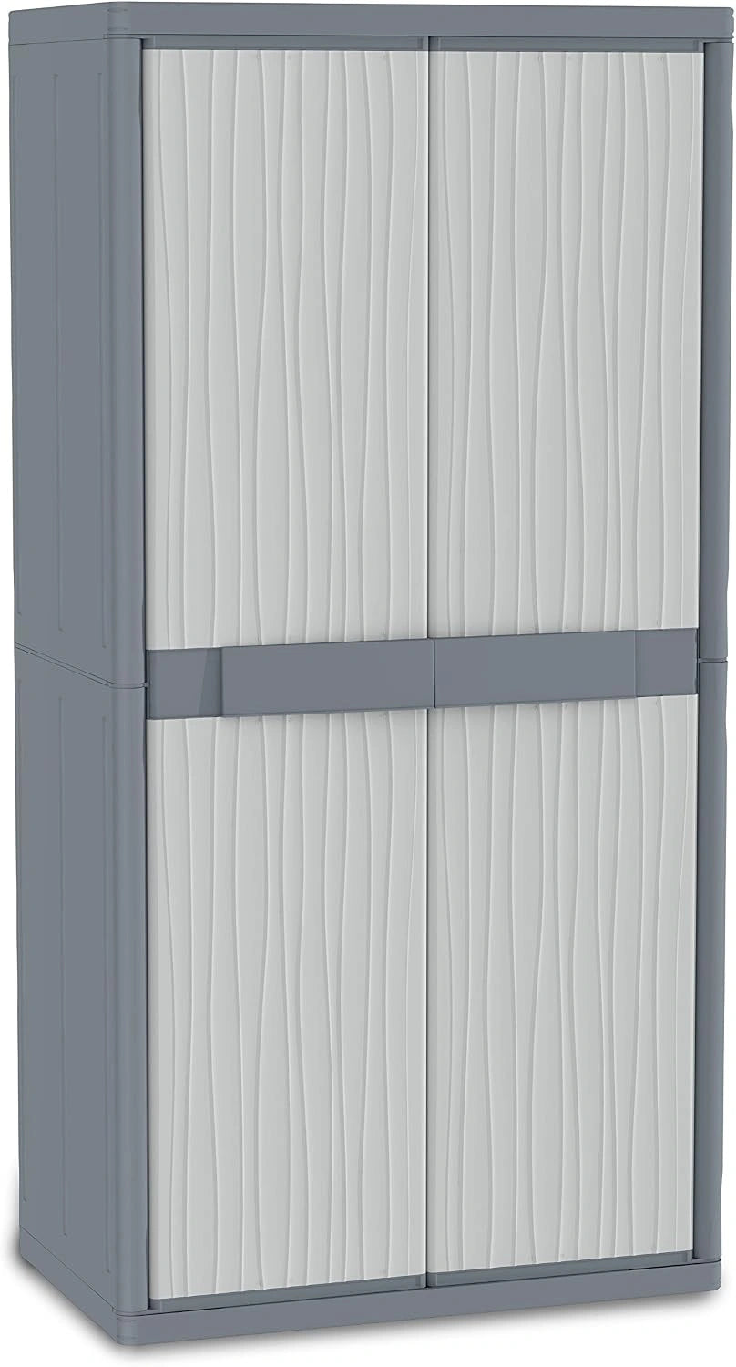 Armoire de Rangement Multifonction pour Balais, 2 Portes, 4 ¨¦tag¨¨res, Utilisation Int¨¦rieure et Ext¨¦rieure, 89,7x53,7x180 cm
