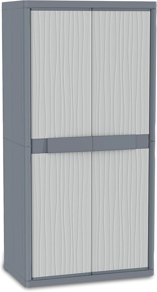 Armoire de Rangement Multifonction pour Balais, 2 Portes, 4 ¨¦tag¨¨res, Utilisation Int¨¦rieure et Ext¨¦rieure, 89,7x53,7x180 cm