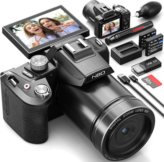 Appareil Photo Num¨¦rique 64MP 8K avec Zoom 16x et Autofocus - ¨¦cran IPS 3 pouces Pivotant - Capteur CMOS F1.8 - Inclut Carte 64GB et 2 Batteries - Id¨¦al pour Cr¨¦ateurs de Contenu