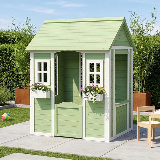 Cabane de Jeu pour Enfants avec Toit et Jardini¨¨res en Bois de Pin