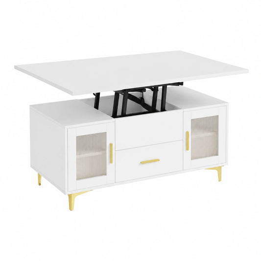 Table basse relevable multifonction 3 en 1 avec rangement intégré, transformable en table à manger