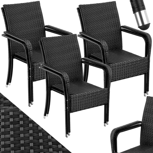 Ensemble de 6 Chaises de Jardin en Polyrotin et Acier avec Accoudoirs - Mobilier Ext¨¦rieur pour Terrasse et Balcon