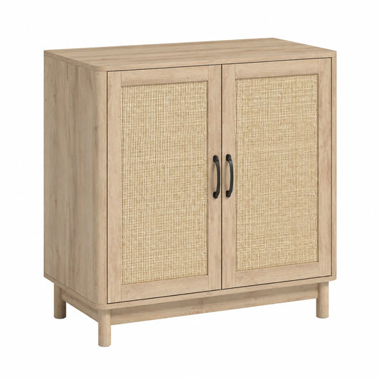 Buffet de rangement en rotin avec étagère ajustable et design bohème