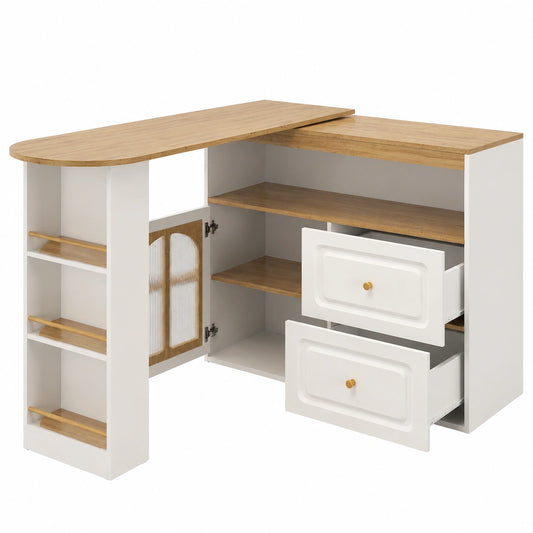 Table à Manger Pivotante 360° avec Armoire et Rangement