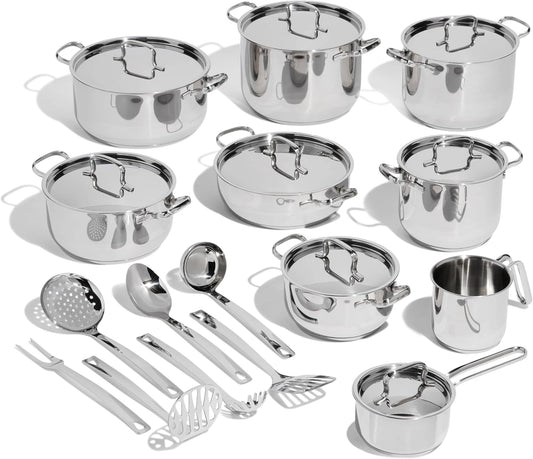 Ensemble de Cuisson Lagostina Sfiziosa Acier Inoxydable, Compatible Induction et Gaz, 24 Pi¨¨ces