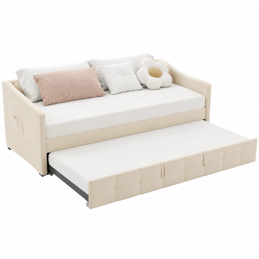 Lit gigogne extensible avec sommier à lattes