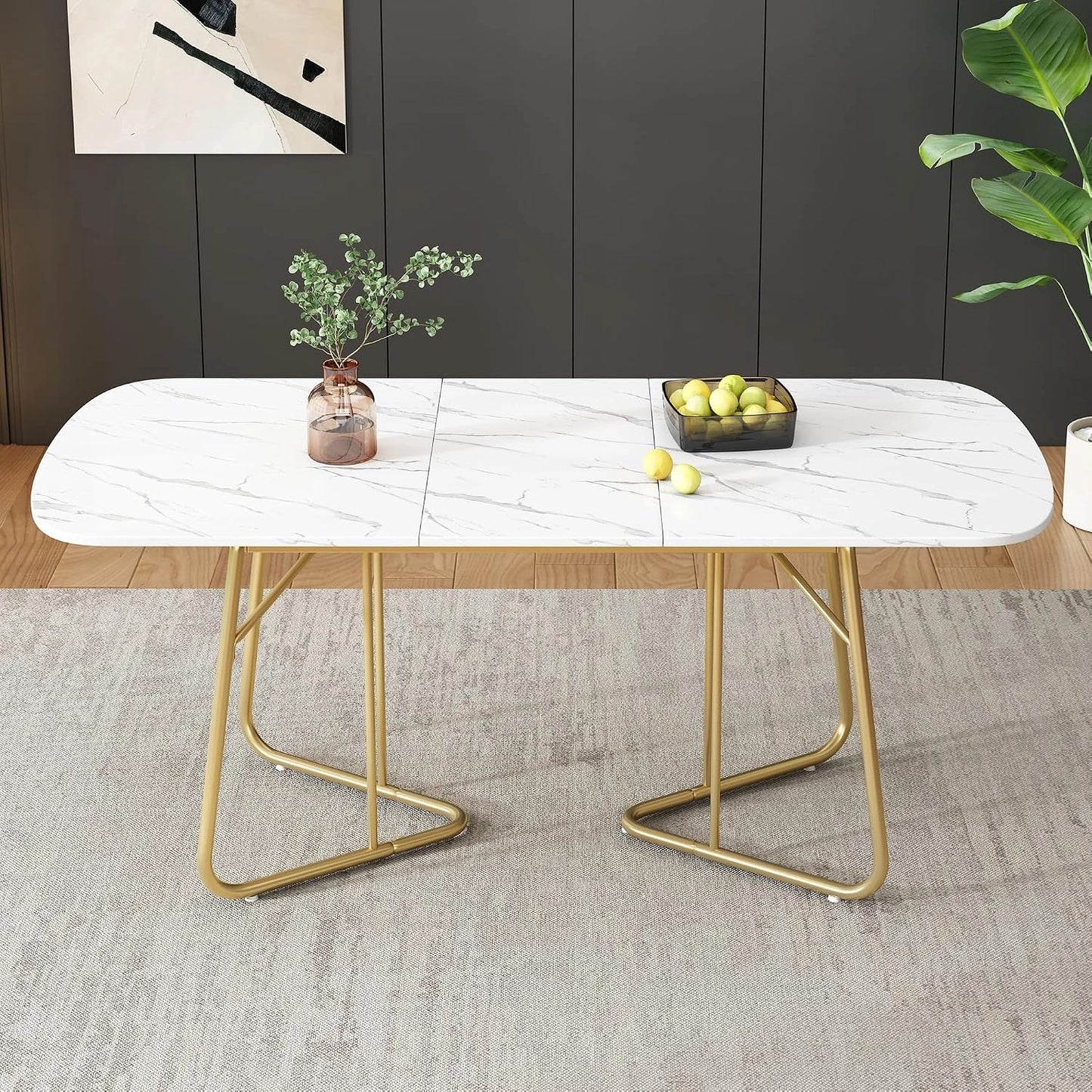 Table ¨¤ manger ovale extensible en marbre pour 4 ¨¤ 6 personnes